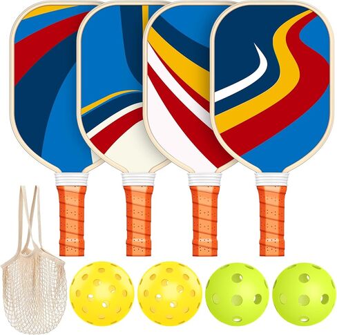 Pickleball Paddles, USAPA Approved Premium Wood Pickleball Set of 4 with 4 Pickleball Balls and 1 Carry Bag Pickleball Rackets with Ergonomic Cushion Grip for Beginner & Pros Gifts for Men Women Youth in Saudi Arabia