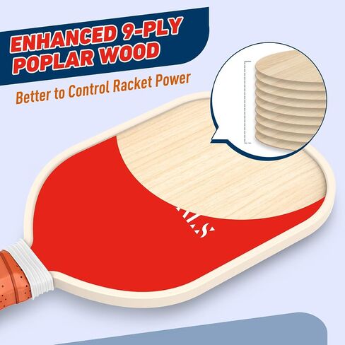 Pickleball Paddles, USAPA Approved Premium Wood Pickleball Set of 4 with 4 Pickleball Balls and 1 Carry Bag Pickleball Rackets with Ergonomic Cushion Grip for Beginner & Pros Gifts for Men Women Youth in Saudi Arabia