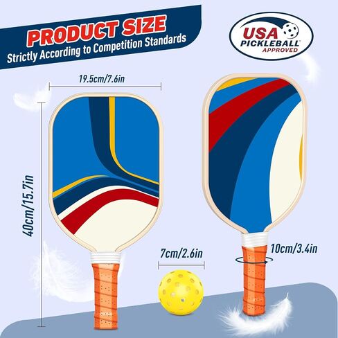 Pickleball Paddles, USAPA Approved Premium Wood Pickleball Set of 4 with 4 Pickleball Balls and 1 Carry Bag Pickleball Rackets with Ergonomic Cushion Grip for Beginner & Pros Gifts for Men Women Youth in Saudi Arabia