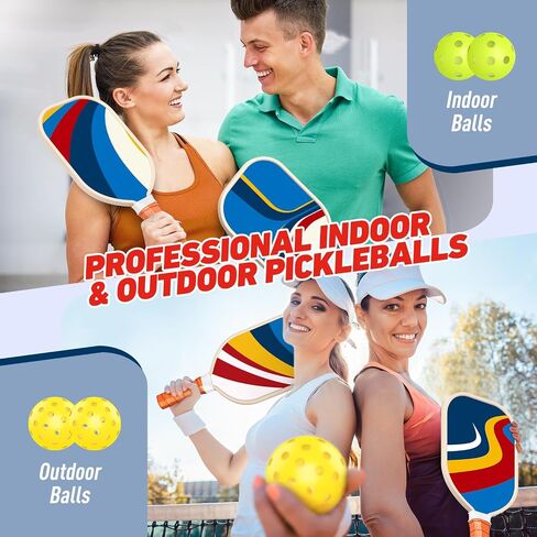 Pickleball Paddles, USAPA Approved Premium Wood Pickleball Set of 4 with 4 Pickleball Balls and 1 Carry Bag Pickleball Rackets with Ergonomic Cushion Grip for Beginner & Pros Gifts for Men Women Youth in Saudi Arabia