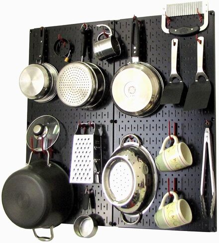 Wall Control Kitchen Pegboard Organizer Pots and Pans Pegboard Pack Storage and Organization Kit with Blue Pegboard and White Accessories in Kuwait
