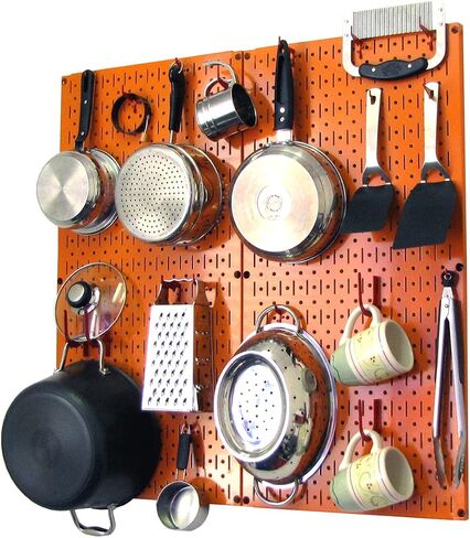 Wall Control Kitchen Pegboard Organizer Pots and Pans Pegboard Pack Storage and Organization Kit with Blue Pegboard and White Accessories in Kuwait