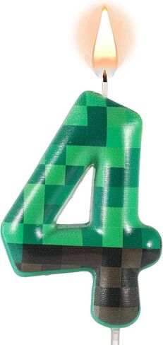 TNT Themed Birthday Candles for Cake, Green Number Birthday Candles Pixel Birthday Candles TNT Cake Toppers for Birthday Wedding Baby Shower Video Game Party Supplies Decoration (Number 8) in Saudi Arabia