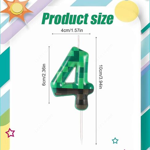 TNT Themed Birthday Candles for Cake, Green Number Birthday Candles Pixel Birthday Candles TNT Cake Toppers for Birthday Wedding Baby Shower Video Game Party Supplies Decoration (Number 8) in Saudi Arabia
