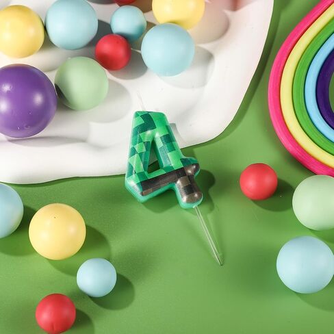 TNT Themed Birthday Candles for Cake, Green Number Birthday Candles Pixel Birthday Candles TNT Cake Toppers for Birthday Wedding Baby Shower Video Game Party Supplies Decoration (Number 8) in Saudi Arabia