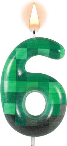 TNT Themed Birthday Candles for Cake, Green Number Birthday Candles Pixel Birthday Candles TNT Cake Toppers for Birthday Wedding Baby Shower Video Game Party Supplies Decoration (Number 8) in Saudi Arabia