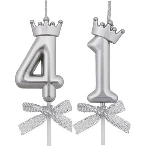 41 Birthday Candles, 41st Cake Candles, Green Happy Birthday Number 41 Candles Cake Topper Decorations for Party Men Women