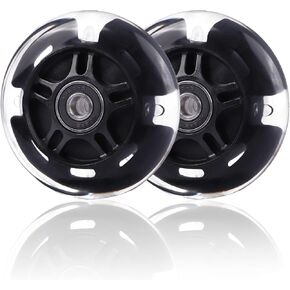 Scooter Wheels Replacement 80mm, 2PCS LED Light-up Flash Replacement Rear Wheel, ABEC-7 Bearing, Scooter Accessories for Girls Boys, Compatible with Micro Scooter, Black