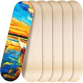 Honoson Blank Skateboard Decks Maple Skateboard Deck 7 Ply Wooden Skate Decks Natural Wood Double Tail Plain Skateboard Concave Light Deck Bulk for Art Painting Home Decoration