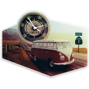 BRISA VW Collection - Volkswagen Retro Vintage Wall Quartz Clock made of Acrylic Glass in T1 Bus Design (Beachlife/Multicolor)