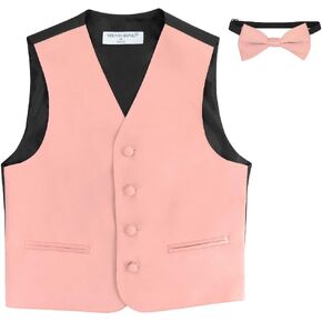 BOY'S Dress Vest & BOW Tie Solid DUSTY PINK Color BowTie Set