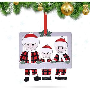 Christmas Ornaments 2024, Personalized Christmas Tree Decorations Happy Family of 4 Wooden Photo Frame Christmas Ornaments, Christmas DIY Name Hanging Pendant Cute Xmas Tree Decor Gifts (Family of 4)
