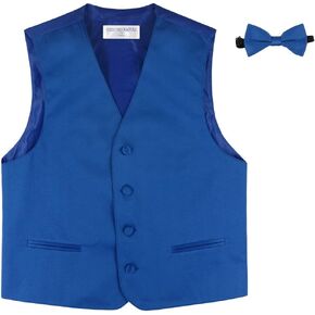 BOY'S Dress Vest & BOW Tie Solid ROYAL BLUE Color BowTie Set