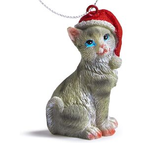 Cat Figurine Christmas Ornaments (Orange Tabby)