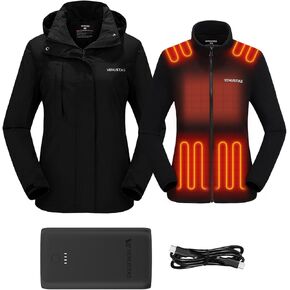 Venustas Women's 3-in-1 Heated Jacket (Size 4XL), and an Extra 2X Runtime 10,000mAh Battery Pack