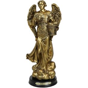 Ebros Byzantine Eastern Orthodox Catholic Church Archangel of The Angelic Council Statue 8" Tall Figurine with Brass Name Plate Wooden Base (Michael General of God's Army)