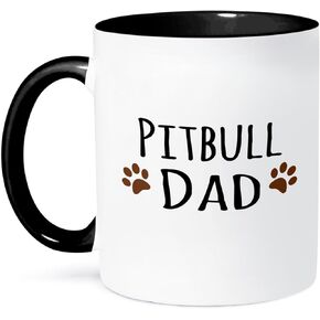 3dRose mug_153961_1 Pit-bull Dog Dad Doggie by Breed Muddy Brown Paw Prints Doggy Lover Proud Pet Owner Love Ceramic Mug, 11-Ounce in Saudi Arabia