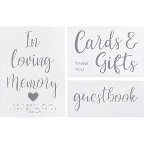 Darware Wooden Wedding Reception Signs (Set of 3, Brown); for Guests, Gifts, and Memorial