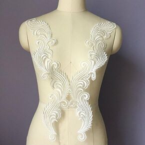 1 Pair of Super Llarge Peacock White Lace Flower Paste Wedding Dress Exquisite Lace Accessories DIY Accessories(1 Pairs of Phoenix)