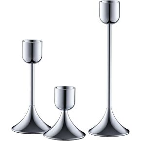 Candle Holder Metal Heavy Base for Room Décor Christmas Decorations Party Wedding Halloween Black, 1 Set (3 Pcs)