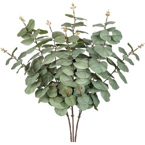 Oairse Artificial Eucalyptus Leaves Stems 31.5" Tall Fake Eucalyptus Leaves Spray Silk Greenery Stems 3 Pcs Faux Eucalyptus Branches for Vases Wedding Centerpiece Flower Arrangement
