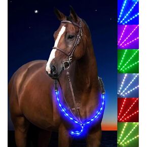 LED Horse Breastplate Collar, 6 Colors in 1 Light up Horse Tack, USB Rechargeable LED Horse Harness - Added Visibility & Safety for Night Horse Riding