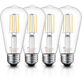 MASTERY MART ST21 [60W Equivalent] [Dimmable] [CRI 95+] LED 5.5W Vintage Light Bulbs, 2700K Soft White, Clear Glass Antique Decorative Filament Edison Bulb, E26 Base, 500LM, (6 Pack)