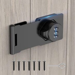 Household Cabinet Password Hasp Locks, Cabinet Door Combination Lock, Door Security Slide Latch Lock for Small Doors, Cabinets, Barn Door, Bathroom, Outdoor, Garden (White)