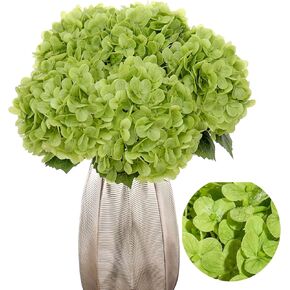 Kimura's Cabin 5pcs 21" Real Touch Hydrangeas Fake White Flowers Full Latex Artificial Hydrangea Flowers Stems for Home Table Centerpieces Wedding Party Decoration
