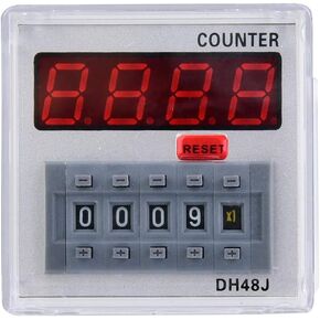 Digital Counter, 11 Pins LED Display Delay Time Relay DH48J-A 1-999900 for Remote Control Automatic Control System (24V AC/DC)