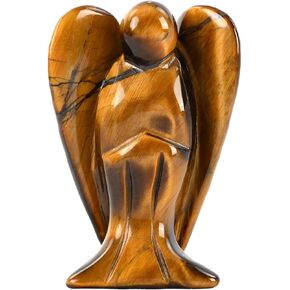 WHAL&YUNE Lepidolite Angel تمثال الطاقة الطبيعية شفاء كريستالات الأحجار الكريمة منحوتة يدويًا للمنزل والمكتب ديكور عطلة هدية محظوظة - 1.5 بوصة