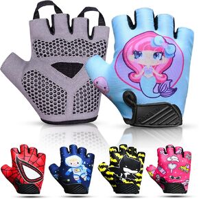 Half Finger Kids Cycling Gloves| Non-Slip, Padded, Antislip, Fingerless Kids Bike Gloves for Boys and Girls | Ideal for BMX, MTB, Gymnastics in Kuwait