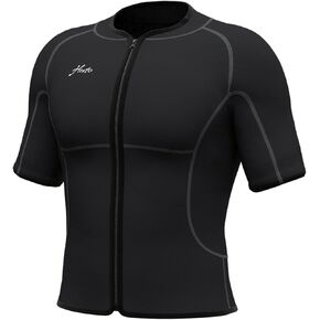 Hevto Men Wetsuit Tops and Vest 3/2mm Neoprene Jacket Surfing Swimming Front Zip Wet Suit for Water Sports