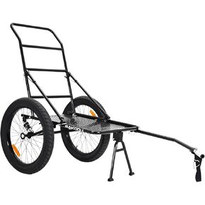 Backou | Folding Utility eBike Trailer - Hitch Attachment, Axle Extenders, & 16x3 Fat Tires - Heavy-Duty Cargo Storage Utility Cart with Canvas Liner, Large All-Terrain Tires, and Kickstand