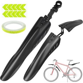 Bike Fender Set with 26ft DIY Reflective Tape, Adjustable Bicycle Fenders for 24"/26"/27.5", 4 Parts-Universal Full Cover Thicken Widen, Front/Rear Mud Guards Fit for MTB Mountain Road Bike