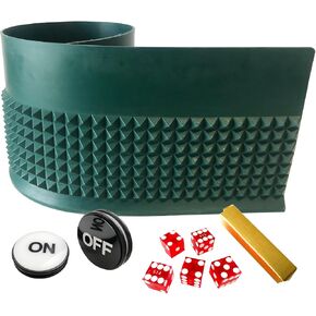 Yuanhe Craps Table Top Set - Includes Green Craps Diamond Pyramid Bumper Rubber Felt Wall, Casino Grade AAA Precision Serialized 19mm Dice Set,Poker Dealer Button