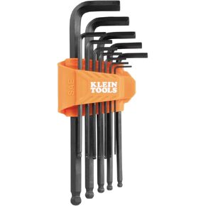 Klein Tools LS22 22-Piece Long Hex Key Set, SAE and Metric, Heat-Treated, L Style Key Sizes 1/16-Inch to 3/8-Inch and 1.5 to 10mm