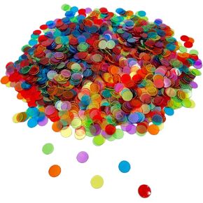 2000 Pieces 3/4 inch Transparent 6 Color Clear Bingo Counting Chips Plastic Markers for Large Group Games, Bingo Game,Game Night & Educational Activities