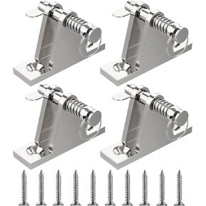 4Pcs Bimini Top Deck Hinge with Pin and Ring, Specialized Bimini Top Hardware Made from 316 Stainless Steel, Bimini Top Mounting Hardware for Boats, with 10 Stainless Steel Impact Screws.
