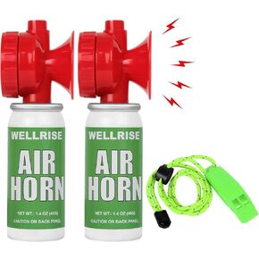 2pcs 1.4oz Boat Air Horn with Safety Whistles, Loud Mini Marine Air Horns, Bear Horn to Scare Bears, Emergency Blow Fog Can Noise Maker for Sporting Events Stadium Graduation Train Car Truck