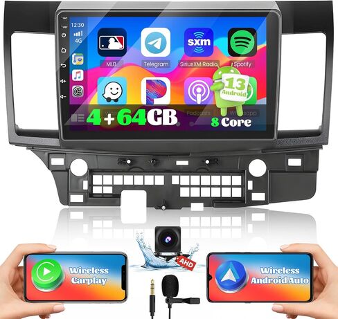لسيارة Mitsubishi Lancer 2007-2012 Android 13 Stereo Wireless CarPlay، 2G+64G HD شاشة لمس راديو السيارة 10.1 بوصة مع نظام Android Auto in-Dash GPS Navigation BT HiFi RDS كاميرا احتياطية in Saudi Arabia