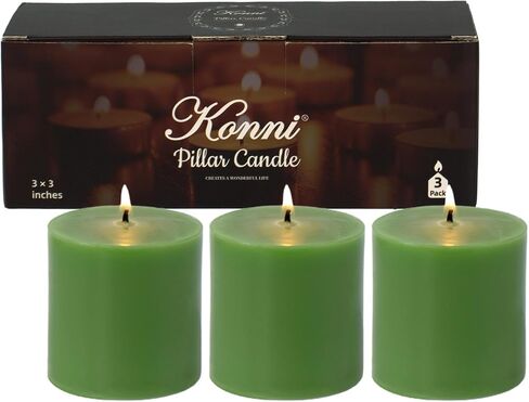 KONNI Navy Blue Pillar Candles Set of 3, 3"x 4" Unscented Pillar Candles Bulk, 39 Hours Long Burning Candles, Smokeless&Dripless Large Round Candle for Wedding, Home Decoration, Parties, Spas, Dinner in Kuwait
