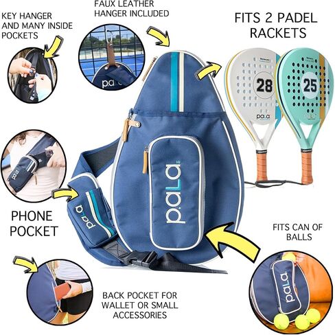 Navy Blue Padel and Pickleball Bag for Men and Women Tennis Padel Sling Bag Backpack - Great for Padel, Tennis, Racquet ball, Squash & Pickeball with fence hook. in Kuwait