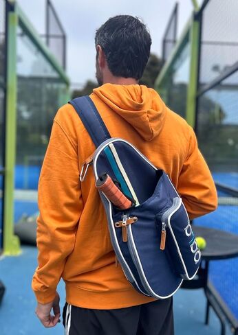 Navy Blue Padel and Pickleball Bag for Men and Women Tennis Padel Sling Bag Backpack - Great for Padel, Tennis, Racquet ball, Squash & Pickeball with fence hook. in Kuwait