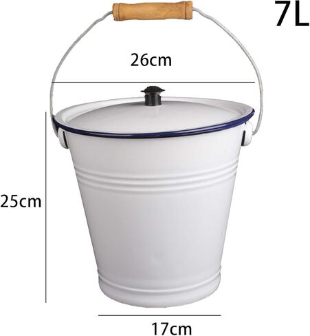 Enamel Bucket Water Bucket Utensil Pail White Enamel Multipurpose Milk Bucket Enamelware Bucket for Chilling Garden, 5.5L in Saudi Arabia