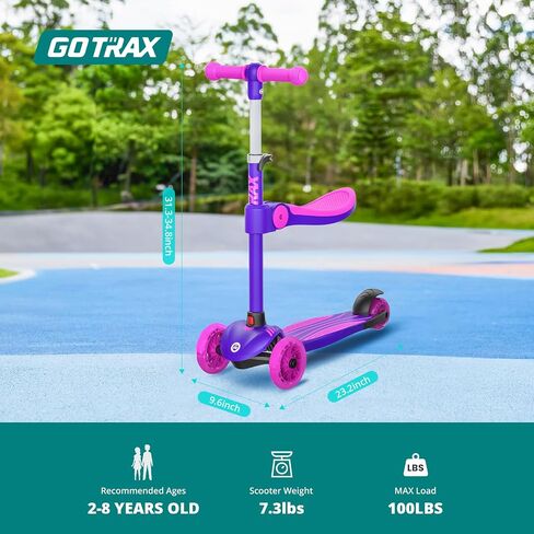 Gotrax KS3 Kids Kick Scooter, LED Lighted Wheels, Adjustable Height Handlebars and Removable Seat, Lean-to-Steer & Widen Anti-Slip Deck, 3 Wheel Scooter for Kids Ages 2-8 and up to 100 Lbs in Saudi Arabia