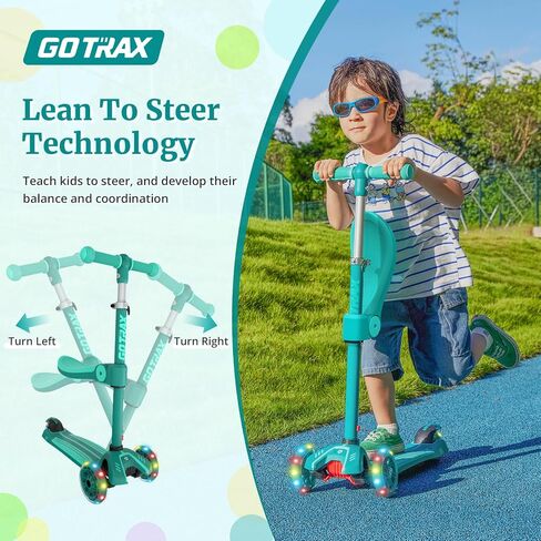 سكوتر Gotrax KS3 للأطفال، عجلات مضاءة LED، مقود ارتفاع قابل للتعديل ومقعد قابل للإزالة، سطح قابل للتوسيع ومضاد للانزلاق، سكوتر ثلاثي العجلات للأطفال من سن 2 إلى 8 سنوات وما يصل إلى 100 رطل in Kuwait