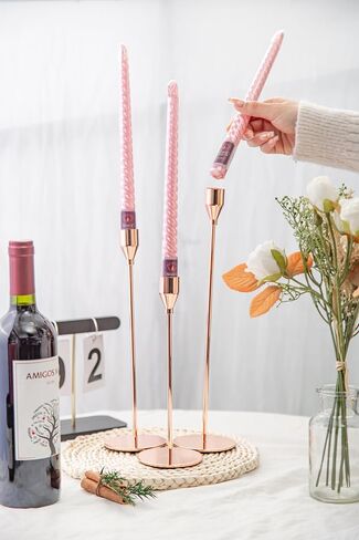 Aha Essential - Taper Candlestick Holders Set of 6 | Decorative Candlestick Holders for Home Decor, Wedding, Dinning, Parties, Anniversary, Bathroom - Candle Holders for Centerpiece (Champane Gold) in Saudi Arabia