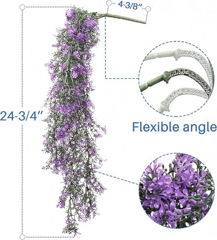 ECOOPTS 1 Pc Artificial Branches Fake Hanging Plants Artificial Hanging Greenery Plant Fake Leaves for Wall Home Garden Indoor and Outdoor Decoration (Green Light Purple) in Kuwait