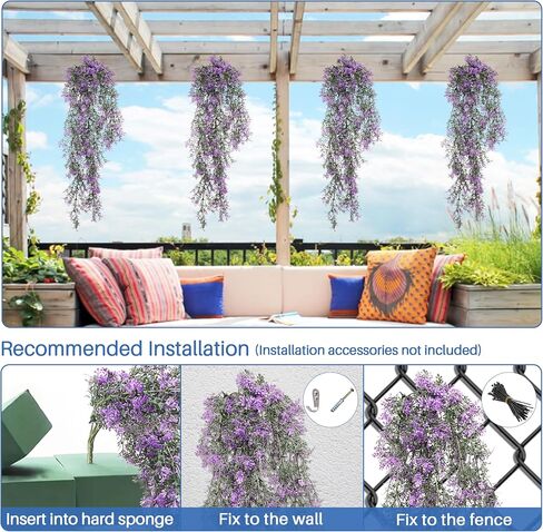 ECOOPTS 1 Pc Artificial Branches Fake Hanging Plants Artificial Hanging Greenery Plant Fake Leaves for Wall Home Garden Indoor and Outdoor Decoration (Green Light Purple) in Kuwait